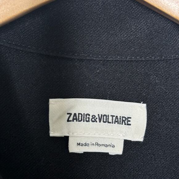 ZADIG & VOLTAIRE City Agrafes Zip Front Jumpsuit Wool Black Sz 38 / M {GG12} - Picture 9 of 11